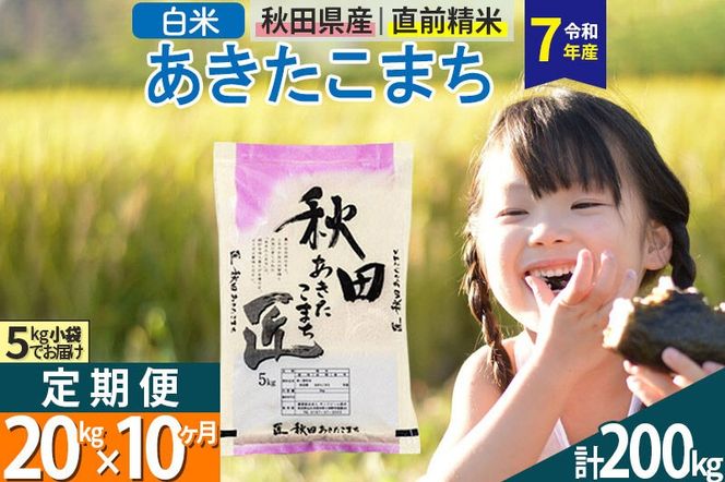 【白米】＜令和7年産＞ 《定期便10ヶ月》秋田県産 あきたこまち 20kg (5kg×4袋)×10回 20キロ お米 匠  [サンファーム西木 定期便 お米定期便 白米 あきたこまち ごはん 米 お米 精米20kg]|02_snk-010810s