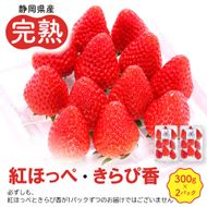 先行受付【静岡県産いちご】完熟紅ほっぺ・きらぴ香2パックセット（300g×2パック）【2026年1月下旬以降発送予定】 222232_CF003