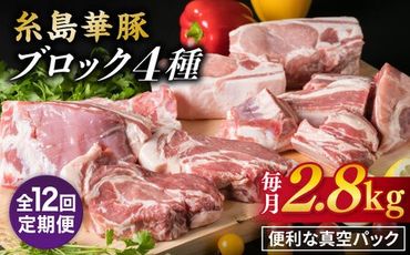 【全12回定期便】【 盛り合わせ 】 糸島華豚 ブロック肉4品盛合せセット 約2.8kg 糸島市 / 糸島ミートデリ工房 [ACA280]