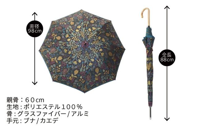 CB034　【槙田商店】晴雨兼用長傘 Ｓtig Lハーバリウム　グリーン