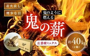鬼の薪 2箱（約40kg）（広葉樹ミックス乾燥割薪）＜薪 ストーブ アウトドア キャンプ ピザ ボイラー 自然 火 炎 燃料 焚火 暖炉 窯焼き 四国薪販売 焚火 キャンプファイヤー 愛媛県 鬼北町＞ ※離島への配送不可