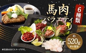 6種馬肉バラエティ 約520g タレ付き 馬肉 6種 セット