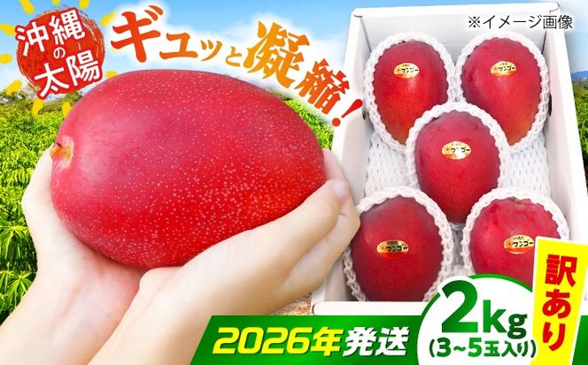 【2026年7月上旬より順次発送】【訳あり】沖縄市産マンゴー「太陽のめぐみ」 2kg(3〜5玉) 南国フルーツ 産地直送 新鮮 沖縄県産 ギフト 沖縄市 / 比嘉マンゴー園[BCEW004]