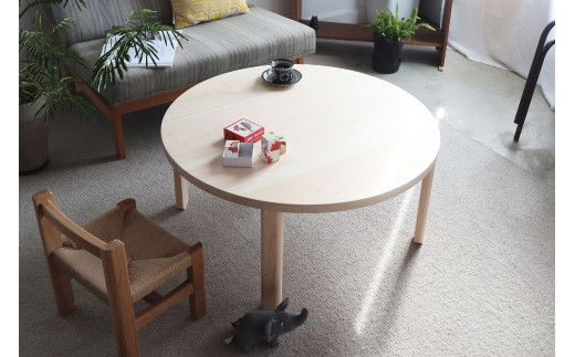 ヒノキ　折り畳み丸テーブル