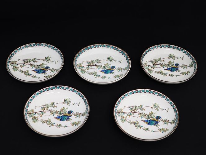 九谷焼　4.2号皿揃　かわせみ （5枚セット）a01 食器 キッチン雑貨 キッチンアイテム 雑貨 小物 お皿 丸皿 食卓 テーブルコーディネート 