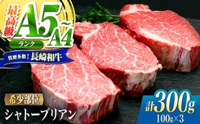 シャトーブリアン 長崎和牛 300g（100g×3）/ A4 A5 ヒレ ステーキ 赤身 フィレ しゃとーぶりあん 国産 和牛 牛肉 / 南島原市 / 肉のくまもと屋株式会社[SHD010]