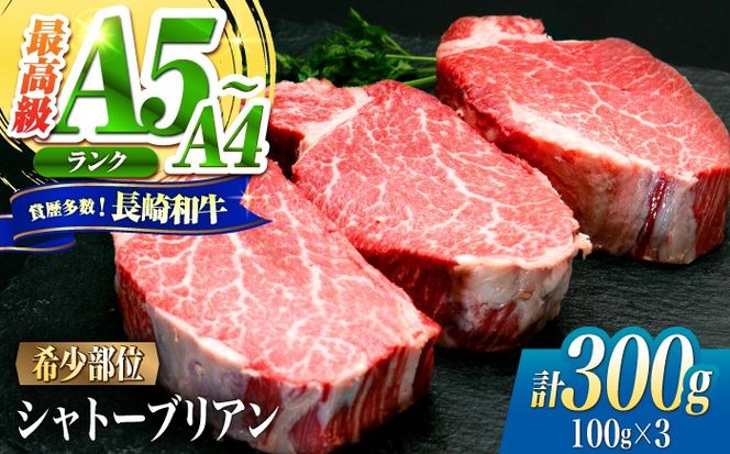 シャトーブリアン 長崎和牛 300g（100g×3）/ A4 A5 ヒレ ステーキ 赤身 フィレ しゃとーぶりあん 国産 和牛 牛肉 / 南島原市 / 肉のくまもと屋株式会社[SHD010]