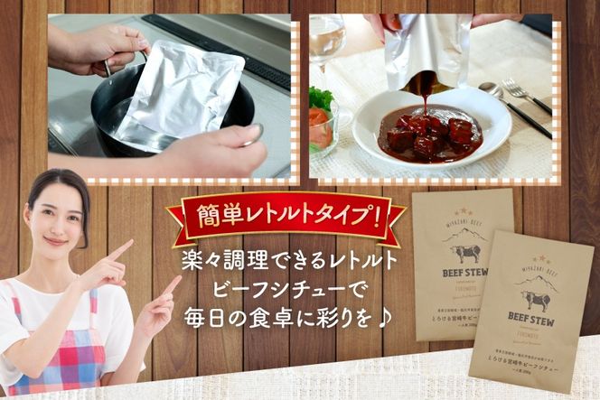 ビーフシチュー レトルト 宮崎牛ビーフシチュー 2p セット [福元洋食店 宮崎県 日向市 452061471] シチュー 宮崎牛 洋食屋 備蓄 防災 メール便