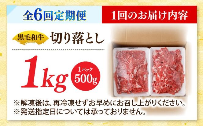 【6回定期便】国産 黒毛和牛 熟成肉 切り落とし計1kg（500g×2パック）/ 小分け 国産牛 お肉 牛肉 切落し 冷凍 焼肉 すき焼き / 南島原市 / ふるさと企画[SBA096]