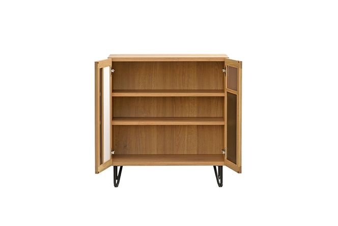 トレント 75 サイドボード【完成品 オーク ガラス スチール デザイン収納 コンパクト モダン】(H062369)