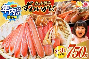 かに【年内配送】 カット済 生 ずわいがに むき身 セット 総重量 750g (正味重量600g) 2-3Lサイズ [カネダイ 宮城県 気仙沼市 20565652] かに カニ ズワイガニ ずわい ズワイ 蟹 棒肉 ポーション かに鍋 かにしゃぶ 生ずわい