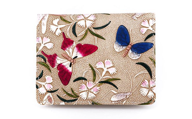 【文庫屋大関】箱まち小銭入れ　撫子【皮革工芸品】 ファッション小物 財布 民芸品 