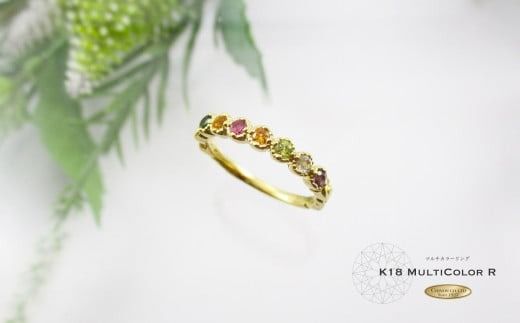 マルチカラーリング 【 プラチナ 】【 K18 イエローゴールド 】 指輪 リング ジュエリー 7石 7色 宝石 PT 18ｋ 18金 ジュエリーリング 指輪アクセサリー 品質保証書付