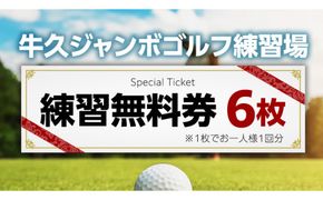 牛久 ジャンボゴルフ 練習場 練習 無料券 6枚 ゴルフ ゴルフ場 練習券 利用券 プレー プレー券 チケット ゴルフチケット 打ち放題 打ちっぱなし 270ヤード 屋外 茨城 [BH002us]