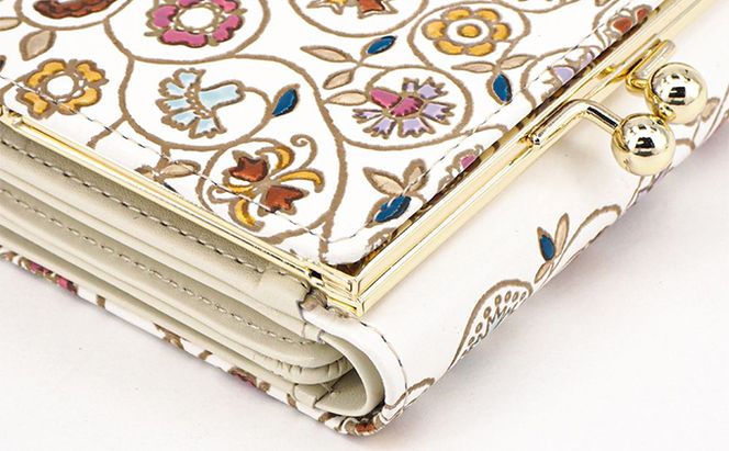 【文庫屋大関】三つ折りミニ財布　金唐小花【皮革工芸品】 ファッション 小物 民芸品 お札 カード 小銭 手のひらサイズ コンパクト 大人かわいい 牛革 手作り 国産 