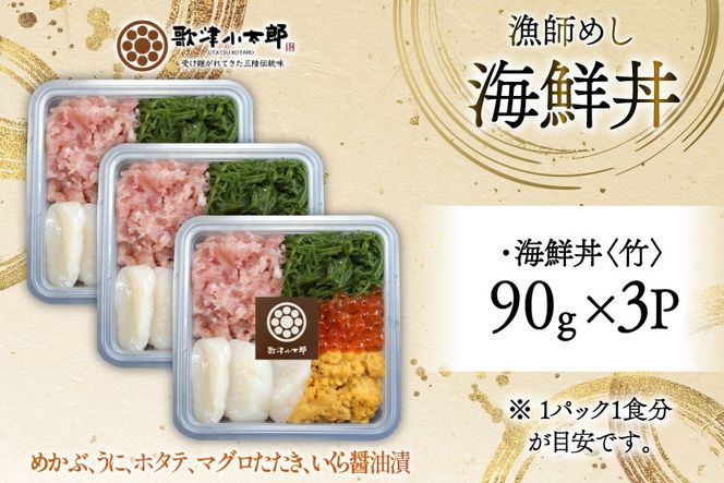 海鮮丼 漁師めし 〈竹〉 90g 3パック [橋本水産食品 宮城県 南三陸町 m304amh590028] 魚介 魚介類 魚 海鮮 海鮮丼 丼 鮪 まぐろ マグロ まぐろたたき 小分け 個包装 冷凍 三陸 ホタテ 帆立 ほたて