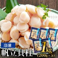 18-139 冷凍帆立貝柱200ｇ×5パック(計1kg) ｜ ホタテ ほたて 玉冷