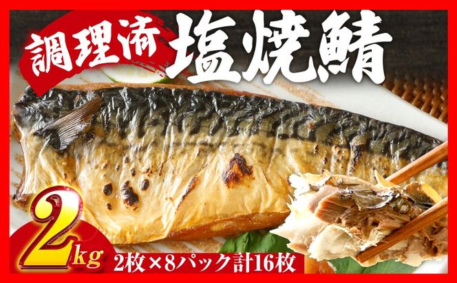さば 塩サバ 塩焼鯖 2枚×8P（約2kg） 大ぶり 調理済 レンチン 温めるだけ 脂のり 惣菜 晩御飯 おかず ジューシー 冷凍 お弁当 レンジ調理 サバ 自社製造 朝ごはん 和食 簡単調理 アレンジ 塩焼き