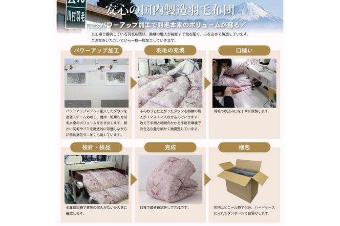 羽毛布団 掛け布団 マザーグースダウン95％ 【セミダブル】 1.4kg ポーランド産 赤 / 川村羽毛 / 山梨県 韮崎市 [20743231] プレミアムゴールドラベル 羽毛掛け布団 布団 440dp 収納袋付