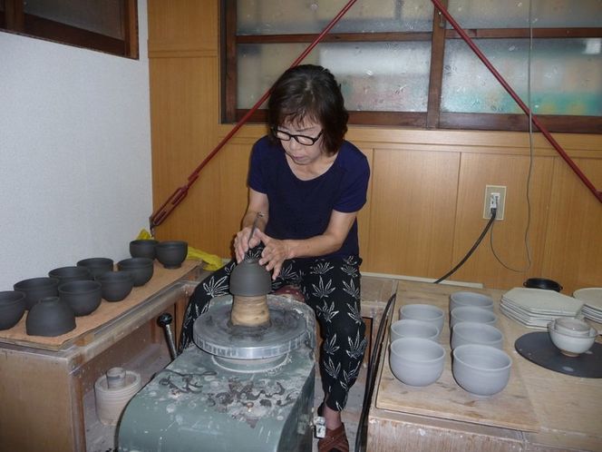 小杉焼栄一窯 緑釉茶碗 工芸品（陶器）