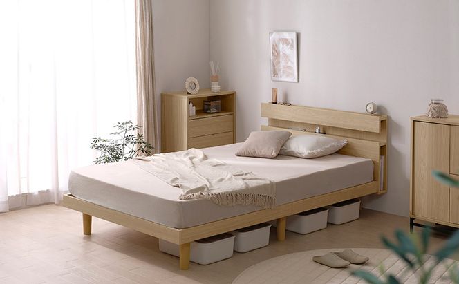 すのこベッド ナチュラル ベッド SNBS-SD アイリスオーヤマ セミダブル すのこ ベッド スノコ ベッドフレーム ヘッドボード 収納 棚 コンセント付き インテリア 寝室 