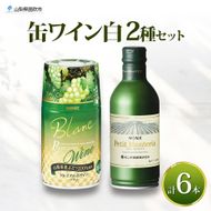 缶ワイン 白 2種 飲み比べ プレミアム缶ワイン プティモンテリアブラン 各300ml×3本 計6本 モンデ酒造 白ワイン 酒 お酒 贈答 ギフト 晩酌 宅飲み 家飲み キャンプ BBQ バーベキュー パーティー アウトドア 送料無料 山梨県 笛吹市  177-4-170