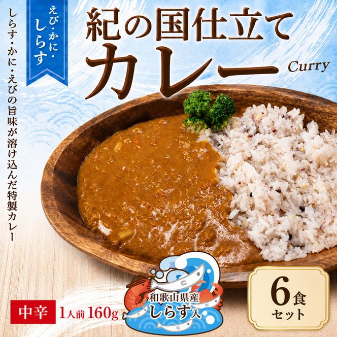 紀の国仕立て カレー （えび・かに・しらす） 6食 中辛 1人前160g（A1194-1）