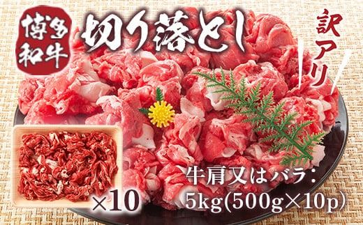 訳あり 博多和牛 切り落とし 500g×10p 計5kg [MEAT PLUS 福岡県 宇美町 um40azp010023] 牛肉 切落し 肉 肩肉 バラ肉 和牛
