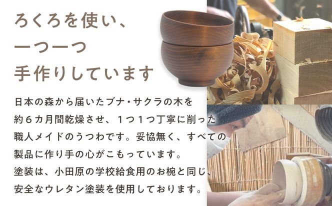 めいぼく椀テッラ小 2樹種セット(ブナ・サクラ)【めいぼく椀テッラ  10.5φ×6cm 手作り ウレタン塗装 国産天然木 おしゃれ プレゼント 記念 お祝い お椀 神奈川県 小田原市 】 142069_AR013