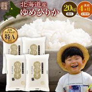 令和8年産【定期便4ヶ月】ゆめぴりか 精米 20kg（5kg×4袋） 【5月発送】開始 雪冷気 籾貯蔵 雪中米 北海道 nr-3407