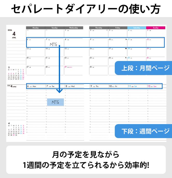 セパレートダイアリー　ウィークリー＆マンスリーB6　ラウンドカバー付き [082I03]