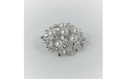 90-09伊勢志摩あこや本真珠ブローチ・あじさい(B01)