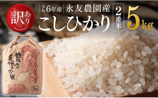 【訳あり】【令和6年産】永友農園産「こしひかり（2番米）」5kg 【 米 お米 白米 精米 国産 宮崎県産 コシヒカリ 】[D10613]