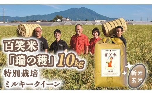 玄米 百笑米 「 瑞の穫 」 特別栽培 ミルキークイーン 10kg R7年産 米 コメ 茨城県 単一米 [AC016ci]