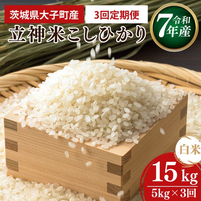 【3ヶ月定期便】【谷田部農産】【特別栽培米】立神米こしひかり（白米）定期便 5kg 3回お届け ｜茨城県 大子町 コシヒカリ 米 コンテスト 受賞 生産者 大子産米 産地直送 令和7年産（BT070）