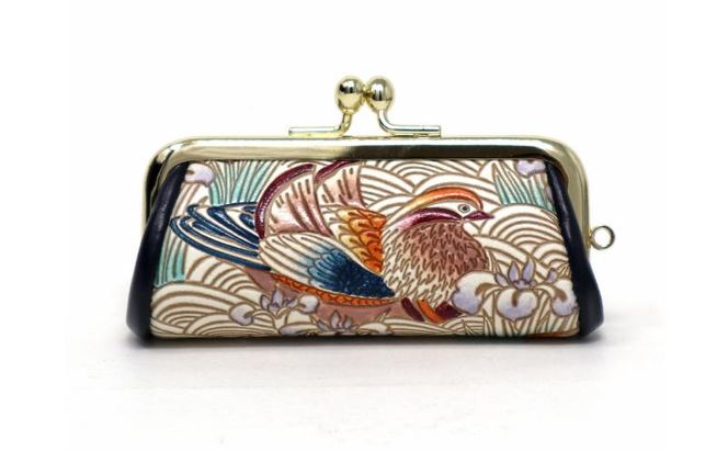 【文庫屋大関】印鑑ケース おしどり【皮革工芸品】 革製品 工芸品 民芸品 牛革 小物入れ お祝い ギフト プレゼント 墨田区 東京都