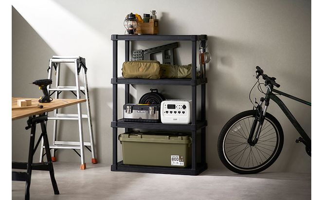 プラスチックラック4段 PLR-9144 ブラック 棚 ラック アイリスオーヤマ おしゃれ 収納 プラスチックラック プラスチック オープンラック フリーラック 押し入れ 玄関 園芸 収納 錆びない 屋外 簡単組立 組み立て簡単