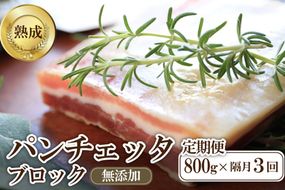 【定期便 隔月×3回】パンチェッタブロック（豚バラ肉の塩漬け）　約200g×4袋 ふるさと納税 豚肉 塩漬け ふるさと納税 ベーコン ふるさと納税 パンチェッタ 豚バラ 塩漬け スペイン料理　NI00026