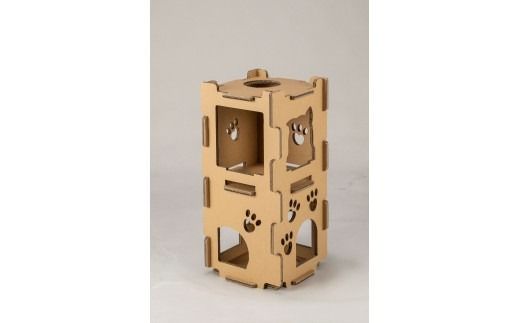 持ち運び・組み立て簡単！段ボール製キャットタワー『にゃんこベース』サイズ：中