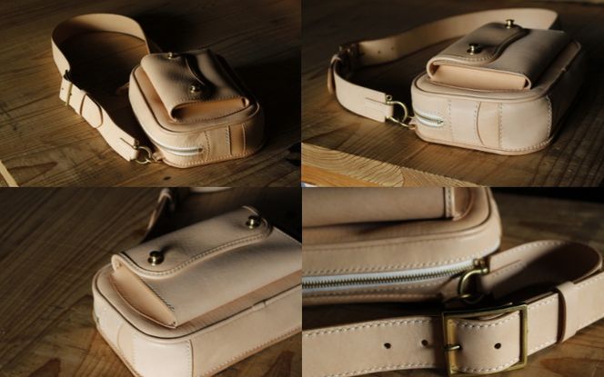 伊賀牛革ボディバッグ＜ステッチ：色選択可＞ work0006