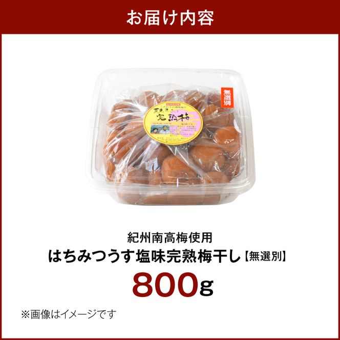 紀州南高梅使用 はちみつうす塩味完熟梅干し 無選別 800g_ZD7034