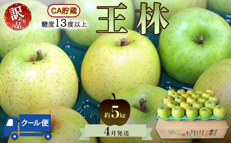 りんご[4月クール便発送]平均糖度13度以上 訳あり品 家庭用 CA貯蔵 王林 約5kg[青森りんご]フルーツ リンゴ 青森県 王林りんご 家庭用 ジューシー