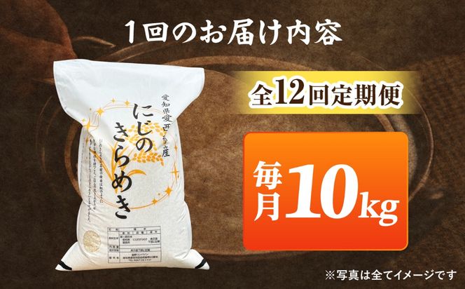 【12回定期便】 にじのきらめき 白米 10kg 米 お米 ご飯 愛西市 / 脇野コンバイン 【配達不可：離島】[AECP047]