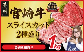 宮崎牛スライス2種1kgセット(霜降り400g 赤身600g)_18E-N2-001-1kg-S4A6-CF