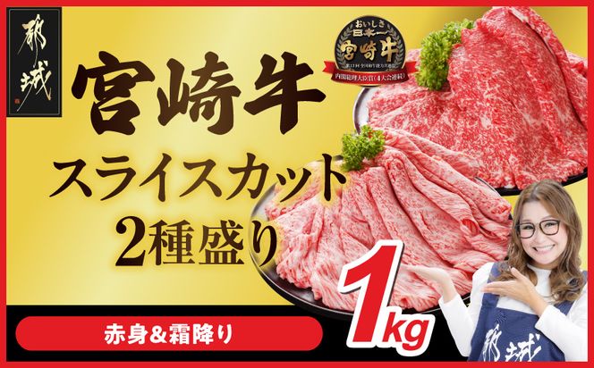 宮崎牛スライス2種1kgセット(霜降り400g 赤身600g)_18E-N2-001-1kg-S4A6-CF