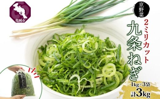 九条ねぎ 2mm 輪切りカット 3kg 京のおねぎはん ｜ 京野菜 京都府産 輪切り 葱 ネギ ラーメン うどん 味噌汁 時短 お手軽 カット済 野菜 業務用 常備菜 熨斗 のし 対応（名入れ不可）送料無料 西陣屋 京都府 亀岡市 ※北海道・沖縄・離島への配送不可