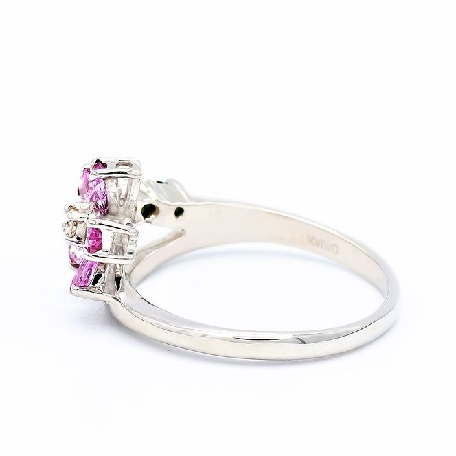 ピンク サファイヤ 桜モチーフ リング 0.70ct Pt900 (13523) 指輪 リング サファイヤ ピンクサファイヤ プラチナ Pt900 グリーンガーネット ダイヤモンド ジュエリー アクセサリー 山梨県 甲斐市 BR-89