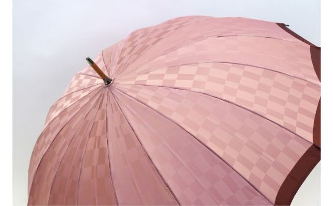 長傘　ブロック柄　軽量16本骨 小物 雑貨 婦人用雨傘 婦人用 レディース 雨具 梅雨 レイングッズ 約82cm 雨傘 ピンク 