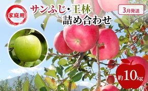 りんご 【 3月発送 】 糖度13度～家庭用 サンふじ ・ 王林 詰め合わせ 約 10kg