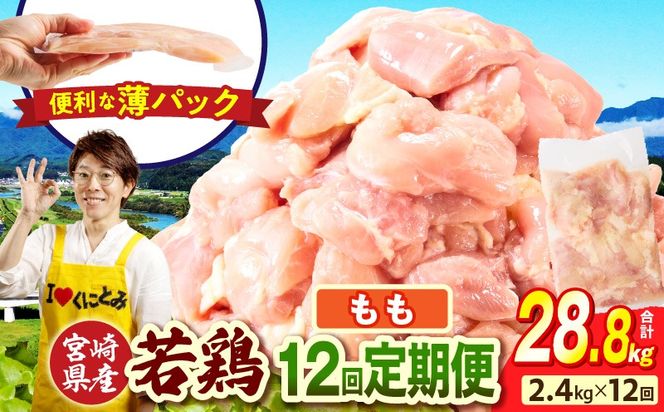 宮崎県産 若鶏切身もも肉 2.4kg（300g×8袋）【12か月定期便】 肉 お肉 精肉 鶏肉 鶏 鳥 とり とりにく 若鶏 若鳥 もも モモ肉 切身 カット済み 小分け パック 便利 からあげ お弁当 おかず 宮崎県産 宮崎産 国産 冷凍 定期便 おすそ分け_b0780_it_x2